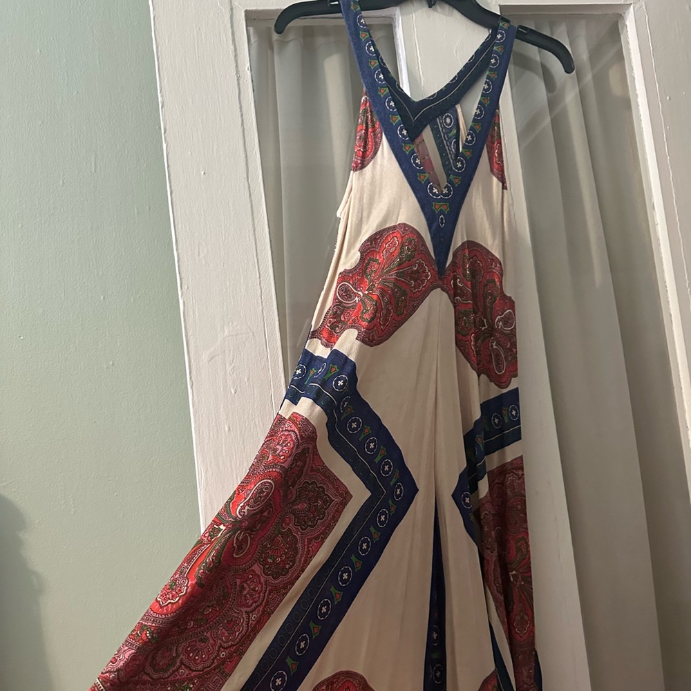 Beautiful Bohemian Print Anthropologie Leif Notes “Diamond Flower” dress Size M